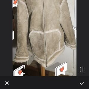 Women's Beige Suede Jacket with Fringe Accents